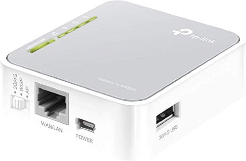 TP-Link TL-MR3020 N300 WLAN Nano mobiler Router (300Mbit/s 2,4GHz, tragbar, 3G/4G-Router, Access Point, WISP, Hotspot, Repeater, Bridge, Print, Media, FTP Server) grau