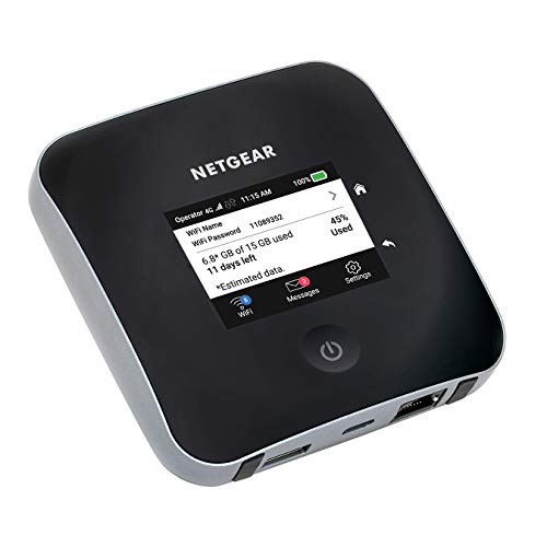 NETGEAR Mobiler WLAN Router mit SIM Karte | 4G LTE Router mobil | bis 2000 MBit/s Download-Speed | mobiler Hotspot für 20 Geräte | LTE Cat20 | für jede SIM-Karte freigeschaltet | Nighthawk MR2100