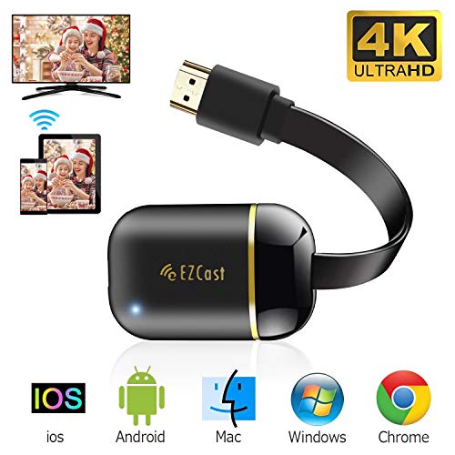 Wireless WiFi Display Dongle HDMI 4K, 5GHz+2.4GHz WiFi Display Empfänger, Mini Bildschirm Teilen Anzeigeempfänger Unterstützung Android/Windows/iOS/Mac/Miracast/Airplay/DLNA (Schwarz)