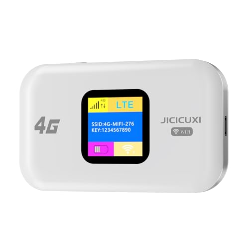 JICICUXI 4G Mobiler WLAN Router,tragbares WLAN für unterwegs ohne Vertrag, LTE 150 Mbps,2100mAh -Lange Akkulaufzeit, LCD Display,Einfache Einrichtung ,Mobiler Hotspot für Reisen, Camping, Hotels JICICUXI 4G Mobiler WLAN Router,tragbares WLAN für unterwegs ohne Vertrag, LTE 150 Mbps,2100mAh -Lange Akkulaufzeit, LCD Display,Einfache Einrichtung ,Mobiler Hotspot für Reisen, Camping, Hotels