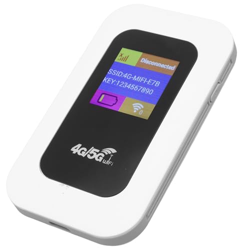 Vikye Tragbarer WiFi -Hotspot, 4G 5G Mobile Router 300 Mbit/S mit SIM -Kartensteckplatz, für Reisen Unterstützt 10 Geräte USB C -Strom mit Digitalem Display