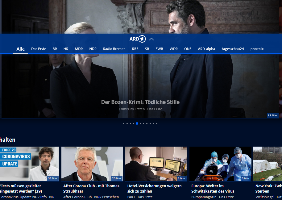 Fernsehen ARD Mediathek screenshot